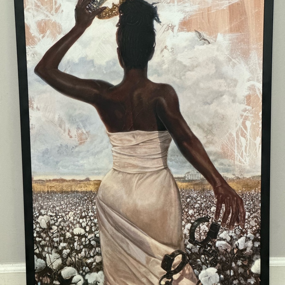Elegant Woman in Cotton Field Art Print